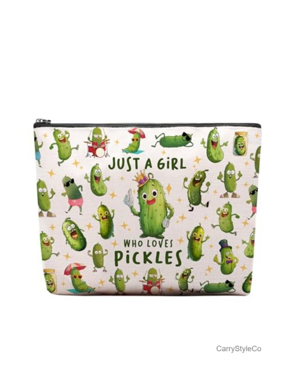 Canvas Pickle Makeup Bag - Zipper Cosmetic Travel Toiletry Pouch